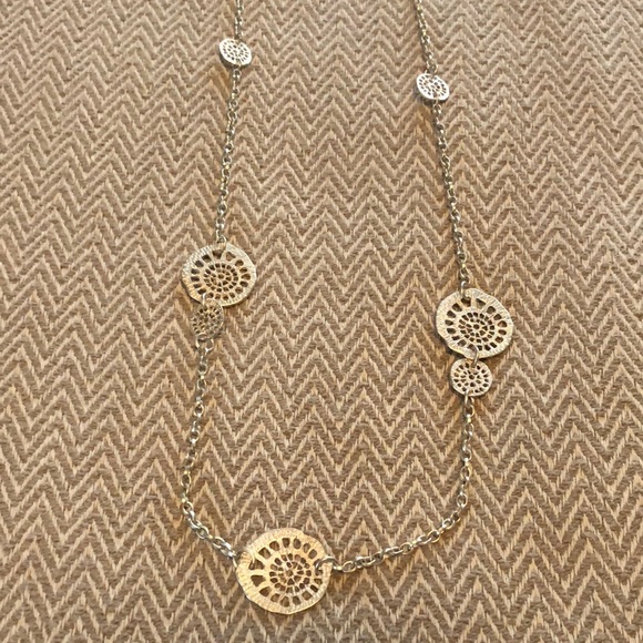 Silver Necklace with Various Sized Circle Designs - Picture 1 of 3